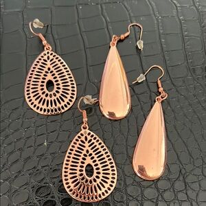 Rose Gold Teardrop Earrings Set